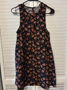 a.n.a Black Floral Mini Dress with Orange and Pink Accents